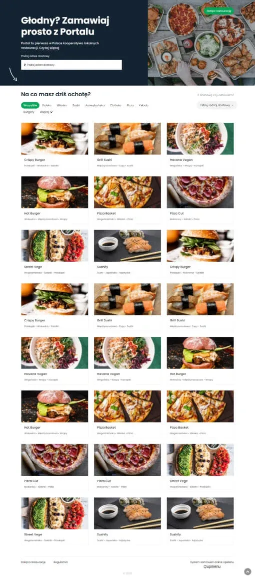 Podgląd szablonu portalu UpMenu
