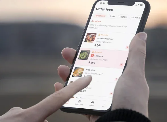 WordPress restaurant plugin shown on a phone